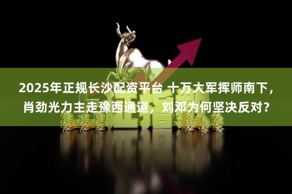 2025年正规长沙配资平台 十万大军挥师南下,肖劲光力主走豫西通道,刘邓为何坚决反对?